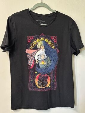 Howl's Moving Castle Black Graphic Tee - Studio Ghibli Inspired